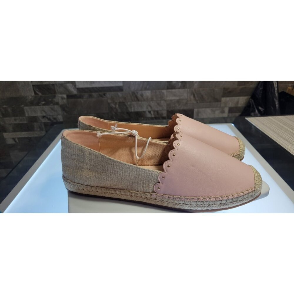 Kate Spade NY Slip On Leather Espadrille Shoes Pink- Light Cream Size 11 B